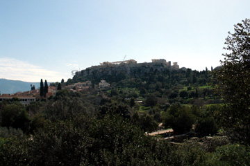 Ansicht von dem Agora Gelände unterhalb der Akropolis in Athen.
