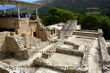 Blick über den wichtigsten Teil vom Palast des König Minos in Knossos