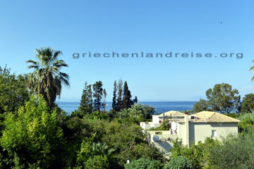 Aussicht von unserem Hotelzimmer beim Griechenland Urlaub auf der griechischen Insel Korfu im Jahr 2015.