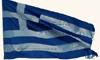 Nationalflagge von Griechenland im Wind.