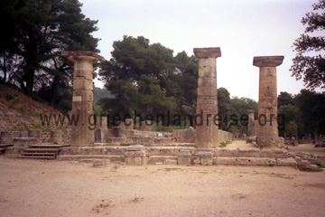Olympia, Peloponnes, Griechenland, Reste vom Hera-Tempel