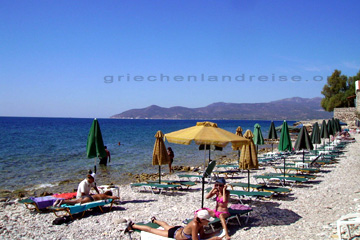 Ansicht vom Pythagorio Beach auf der Insel Samos in Griechenland.