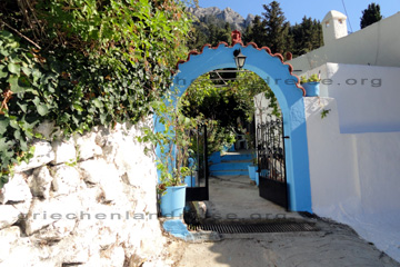 Typisch Griechenland - weiße und blaue Hausfassadenkombiniert auf der Insel Kos bei unserem Griechenland Urlaub 2010.